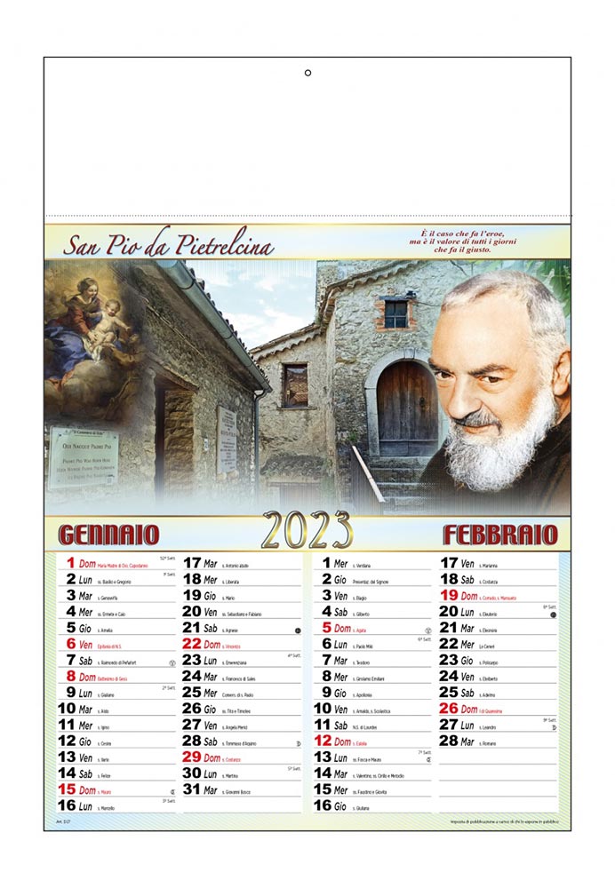Calendario illustrato Padre Pio 2024 personalizzato Stampacalendari.it